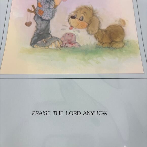 Precious Moments Art Print Praise The Lord Anyhow 14 Inch Jonathan & David - Picture 2 of 8